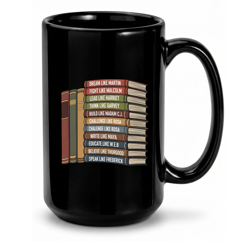 Black History Icons Book Stack | Inspirational Leadership Art Mug