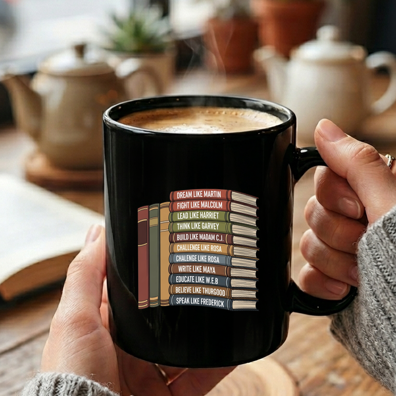 Black History Icons Book Stack | Inspirational Leadership Art Mug