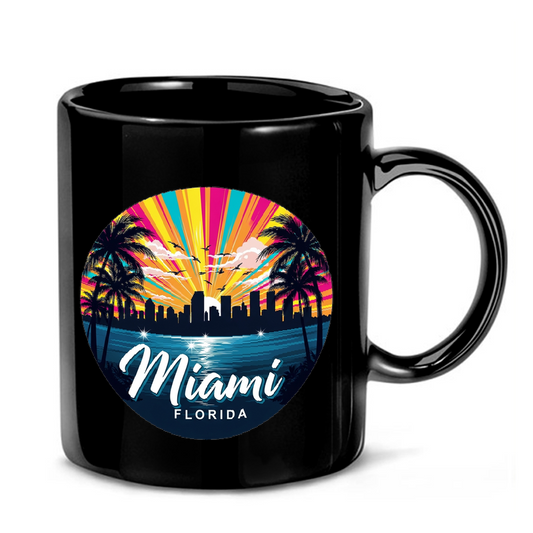 Miami Sunset Skyline Graphic Mug