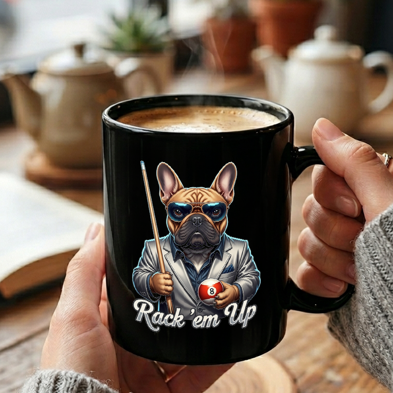 Bulldog Pool Player Art Mug
