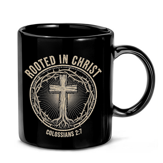 Rooted In Christ Cross Mug