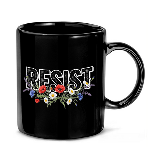 Resist Floral Typography Mug
