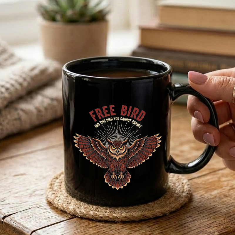 Stylized Owl Freedom Design Mug
