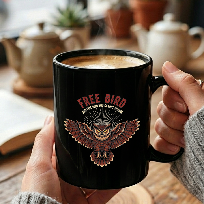 Stylized Owl Freedom Design Mug