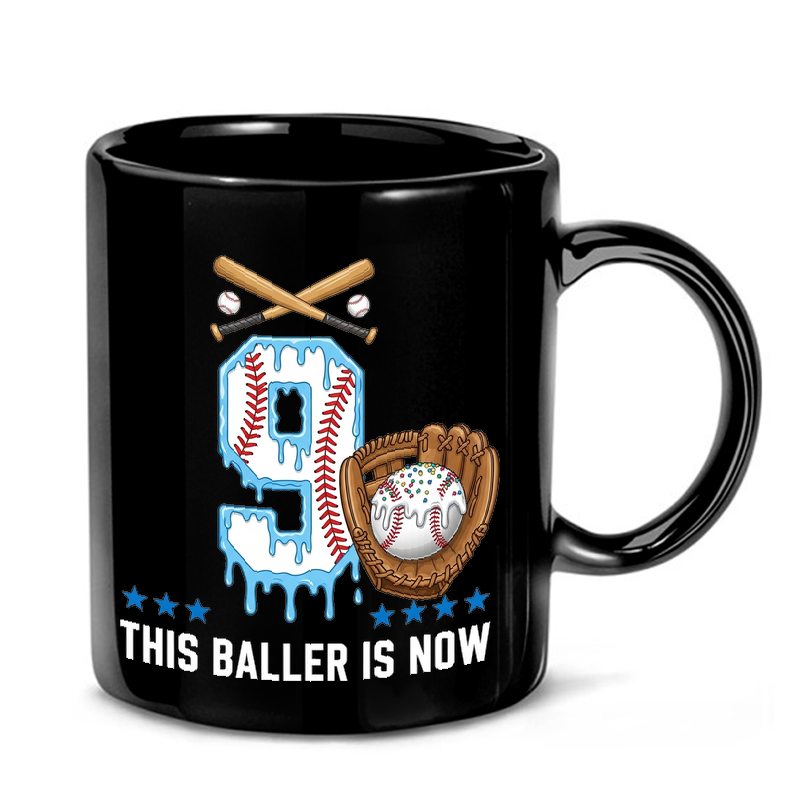 Baseball Baller 9th Birthday Mug