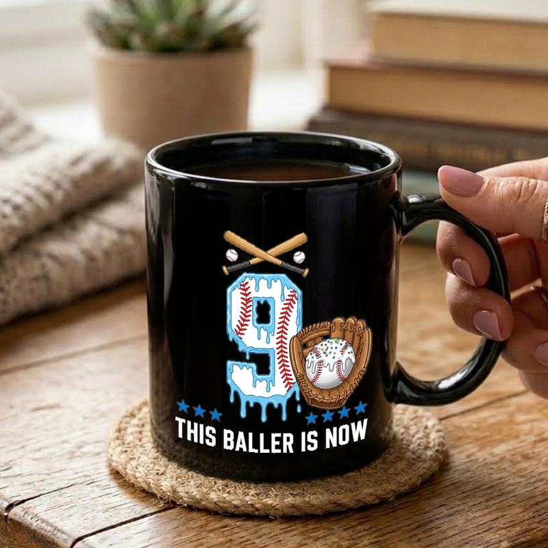 Baseball Baller 9th Birthday Mug