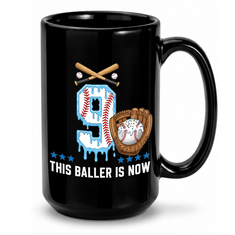 Baseball Baller 9th Birthday Mug