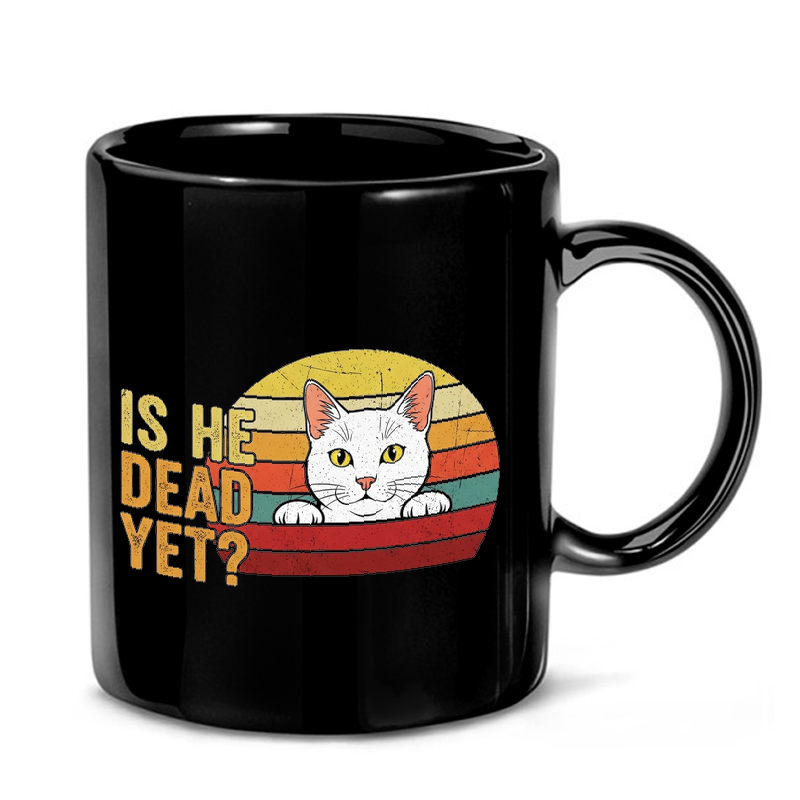 Dead Yet? Distressed Cat Sunset Mug