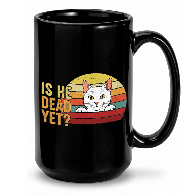 Dead Yet? Distressed Cat Sunset Mug