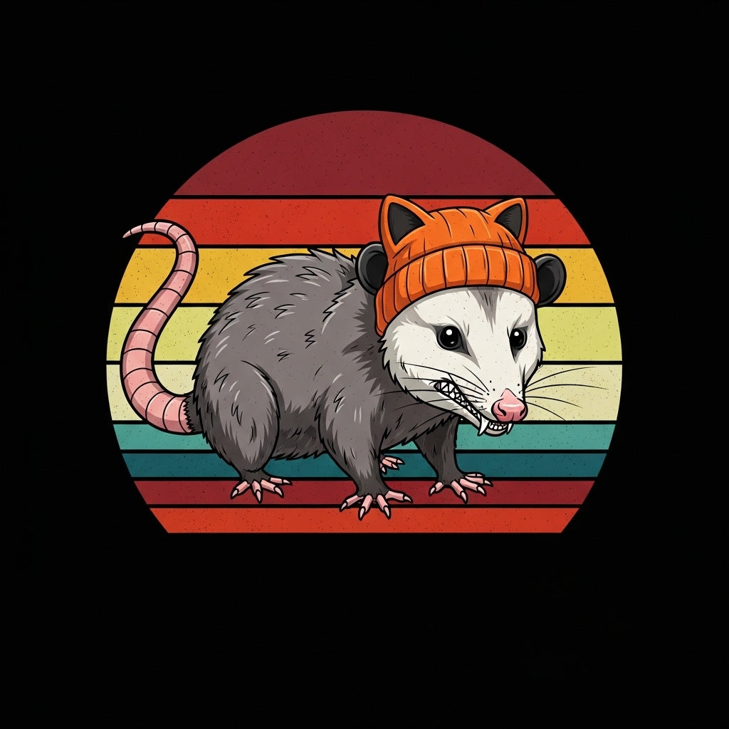 Opossum Retro Sunset Graphic Mug