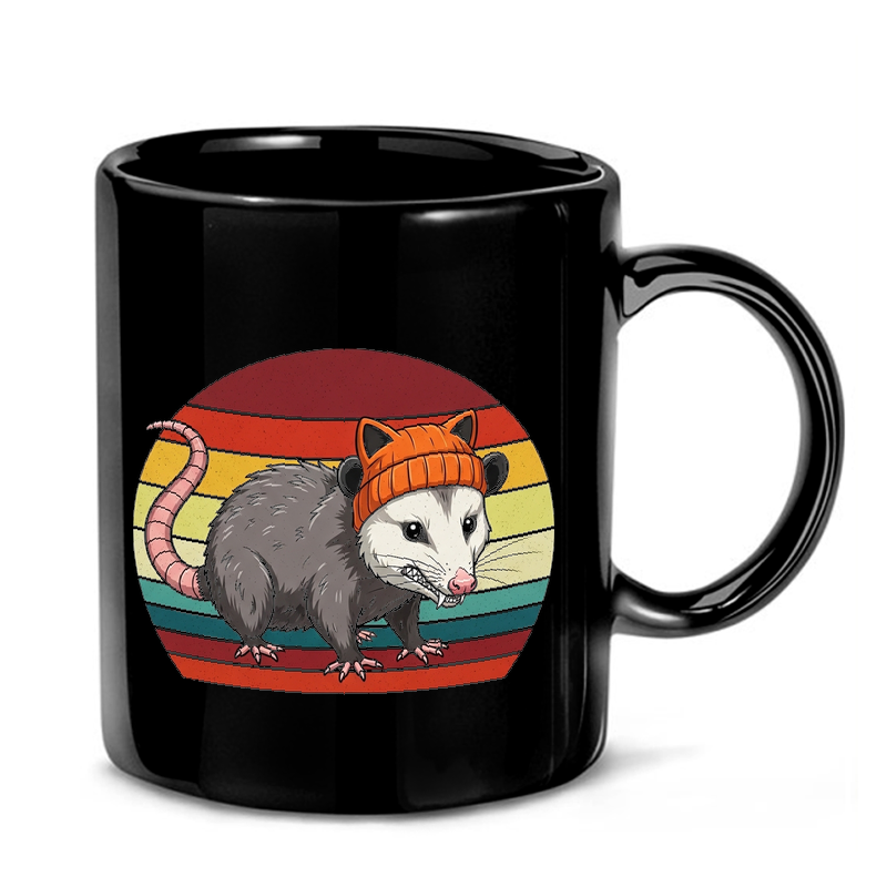 Opossum Retro Sunset Graphic Mug