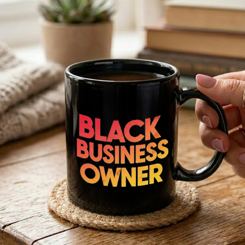 Black Business Owner Text Mug