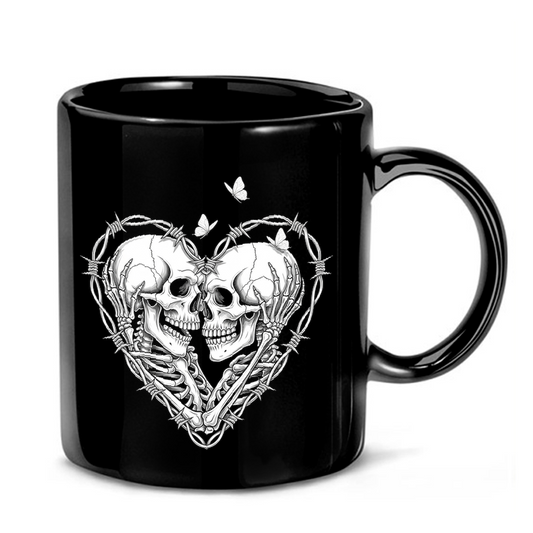 Barbed Wire Skull Heart Mug