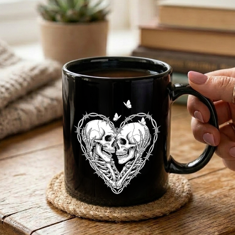 Barbed Wire Skull Heart Mug