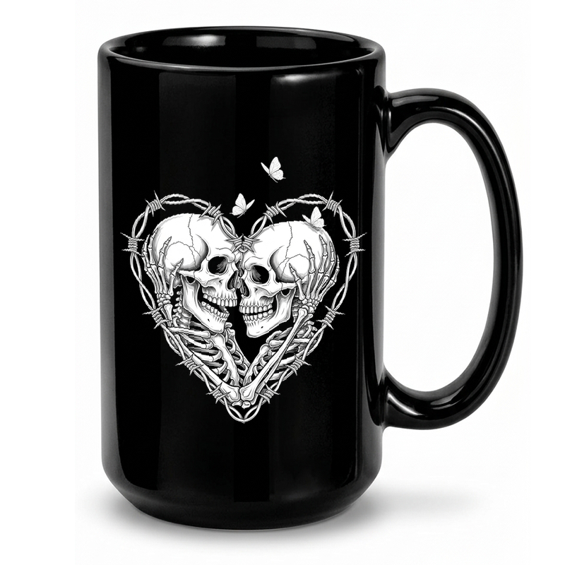 Barbed Wire Skull Heart Mug