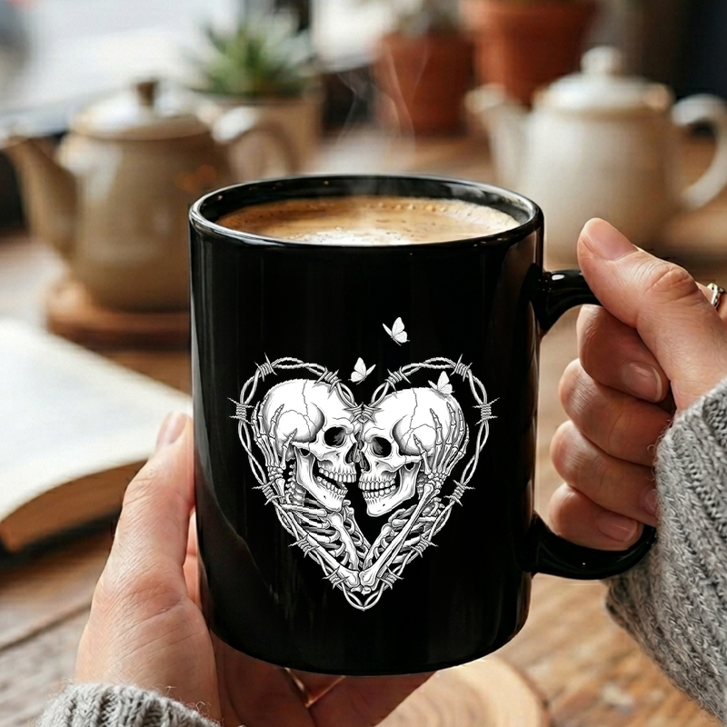 Barbed Wire Skull Heart Mug