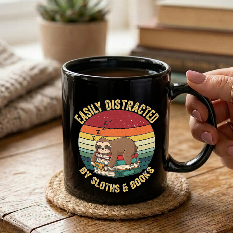 Sloth & Books Sunset Mug