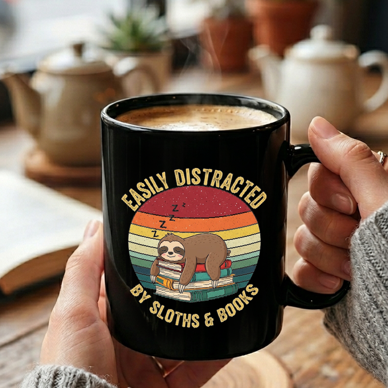 Sloth & Books Sunset Mug