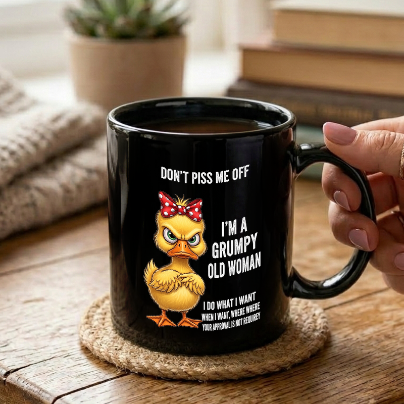Grumpy Duckling Illustration Mug