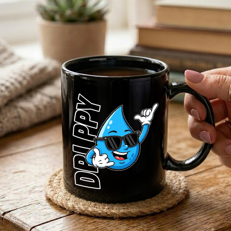 Cool Water Droplet Mascot Mug