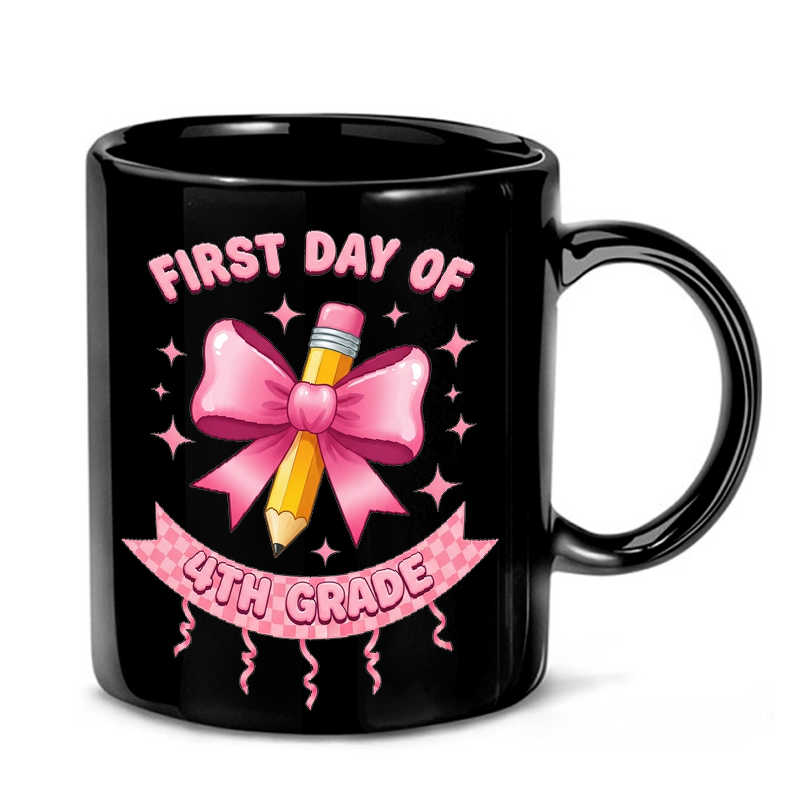 Pink Bow Pencil 4th Grade Mug