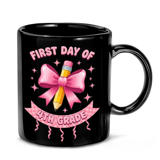 Pink Bow Pencil 4th Grade Mug