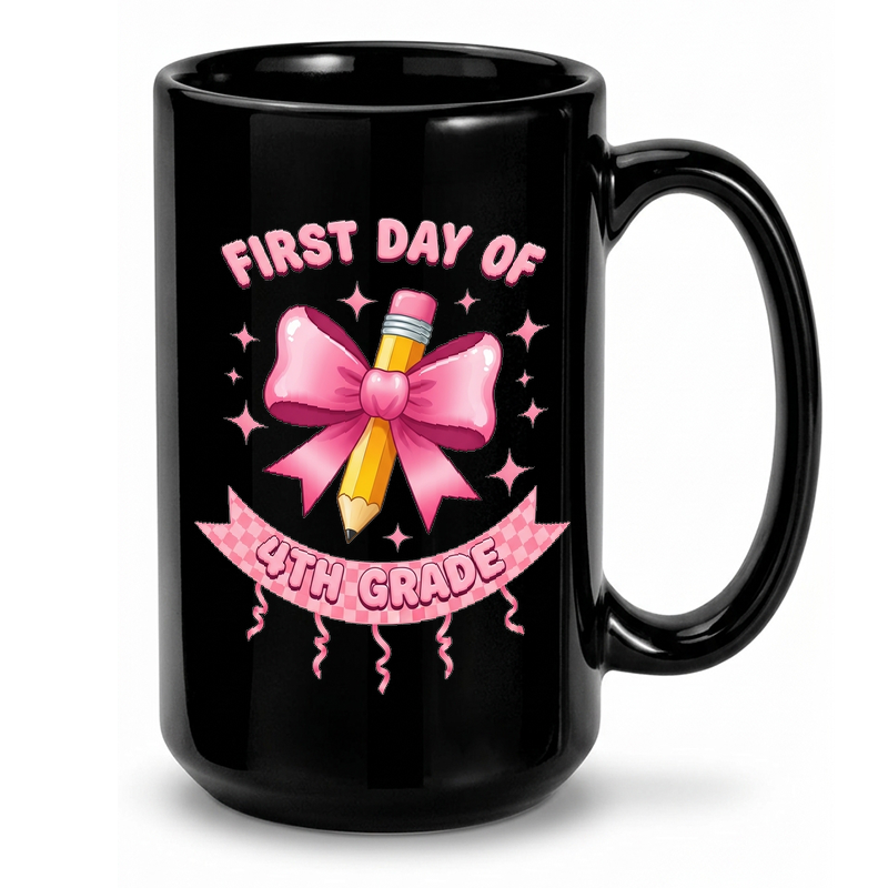 Pink Bow Pencil 4th Grade Mug