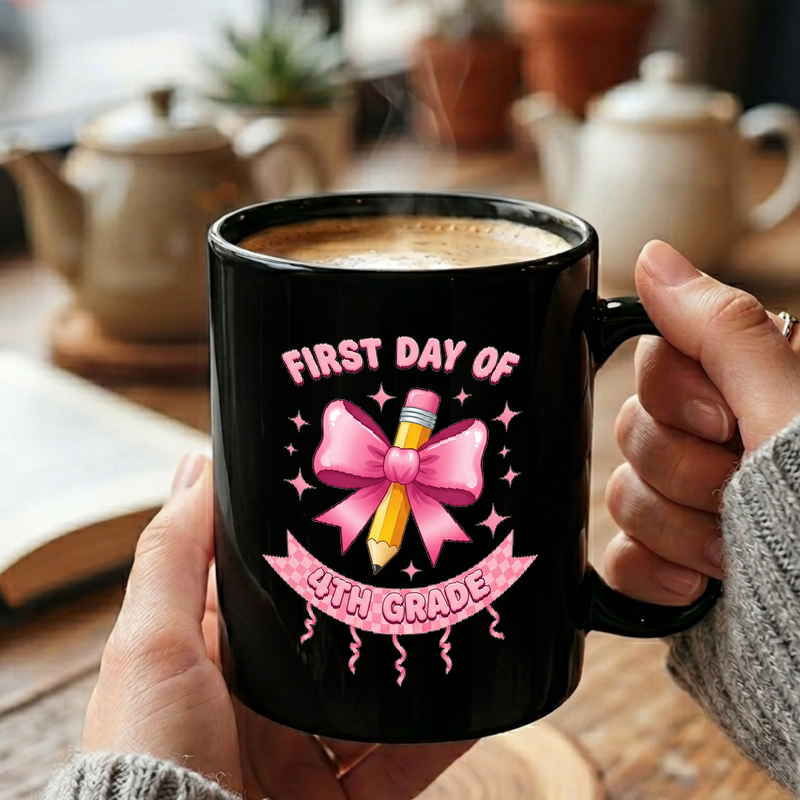 Pink Bow Pencil 4th Grade Mug