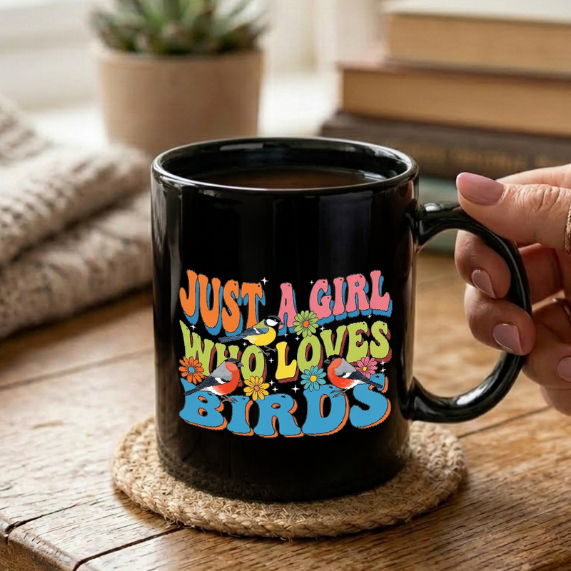 Retro Bird Lover Typography Mug