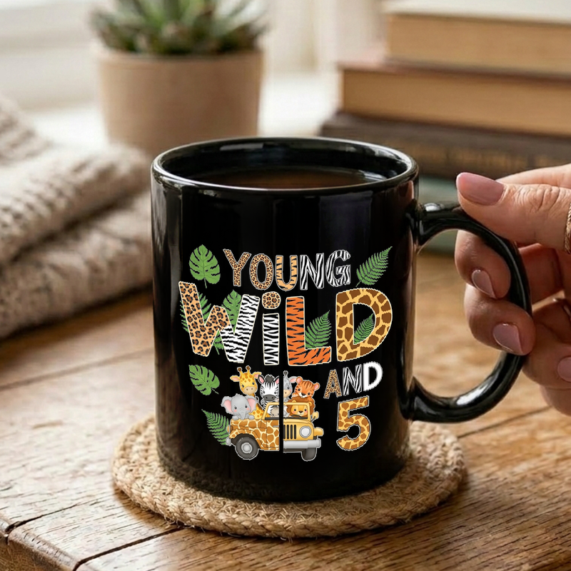 Wild Safari 5th Birthday Mug