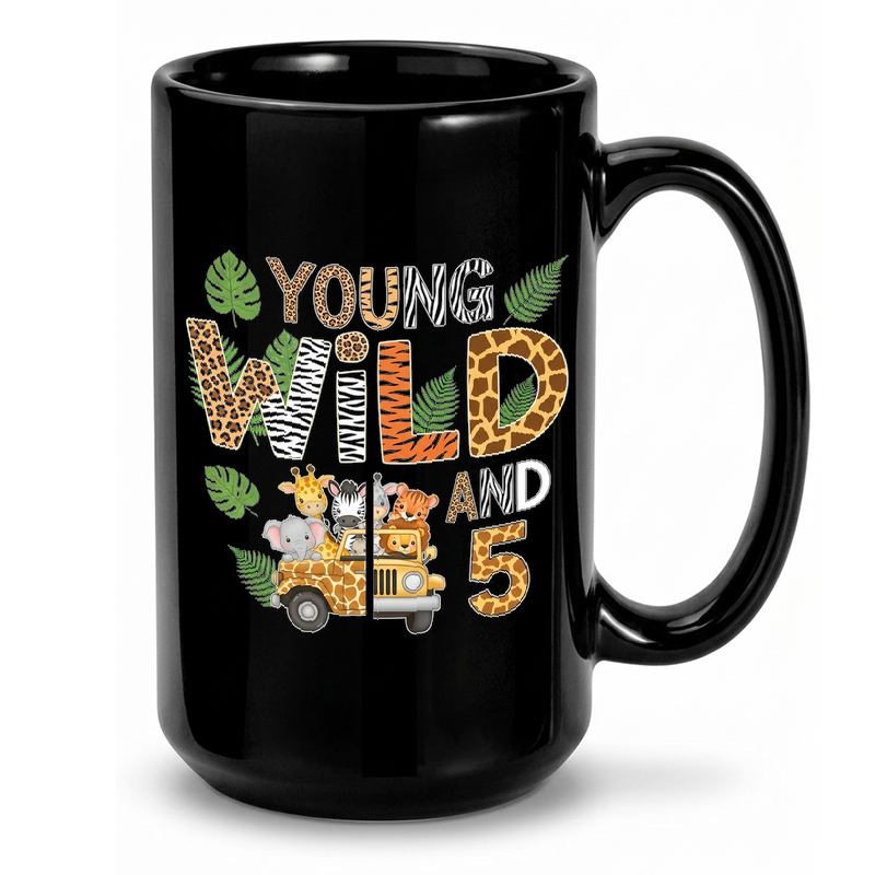 Wild Safari 5th Birthday Mug