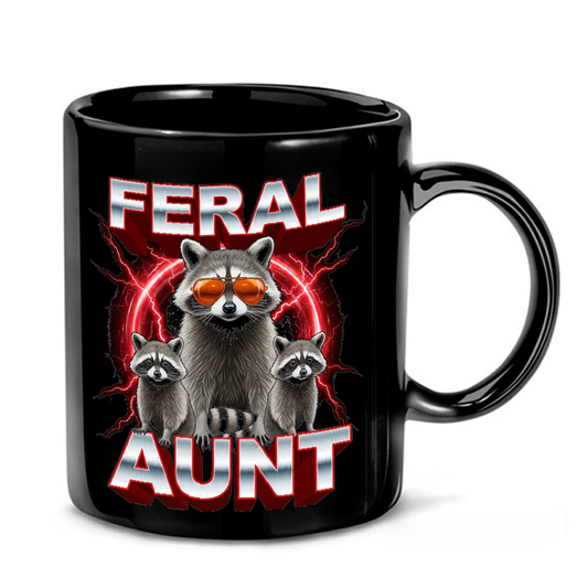 Raccoon Family Meme Graphic Mug