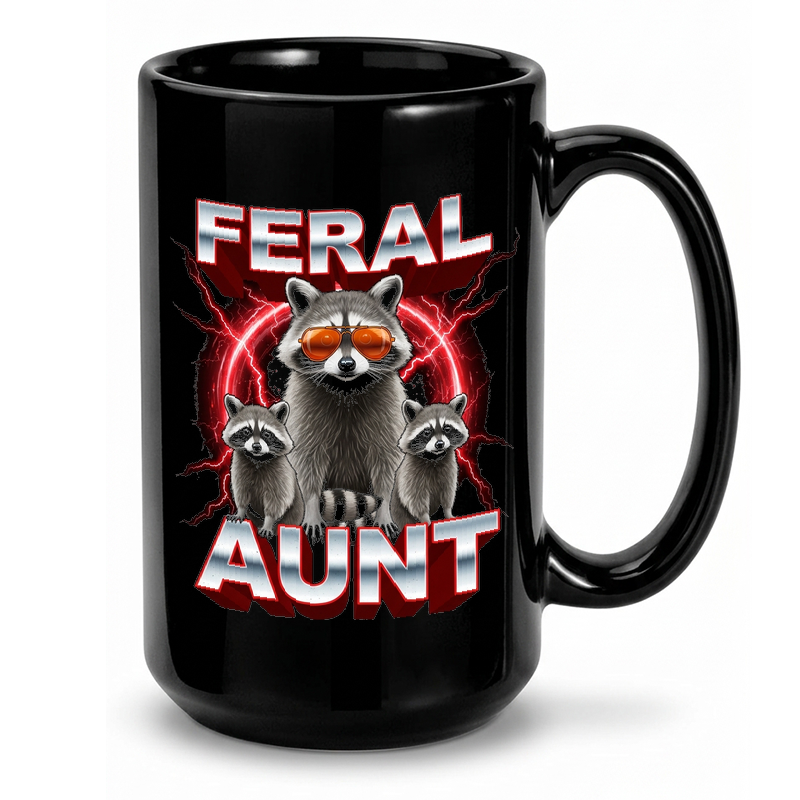 Raccoon Family Meme Graphic Mug