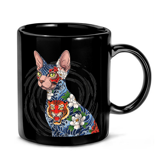 Japanese Tattooed Sphynx Cat Mug