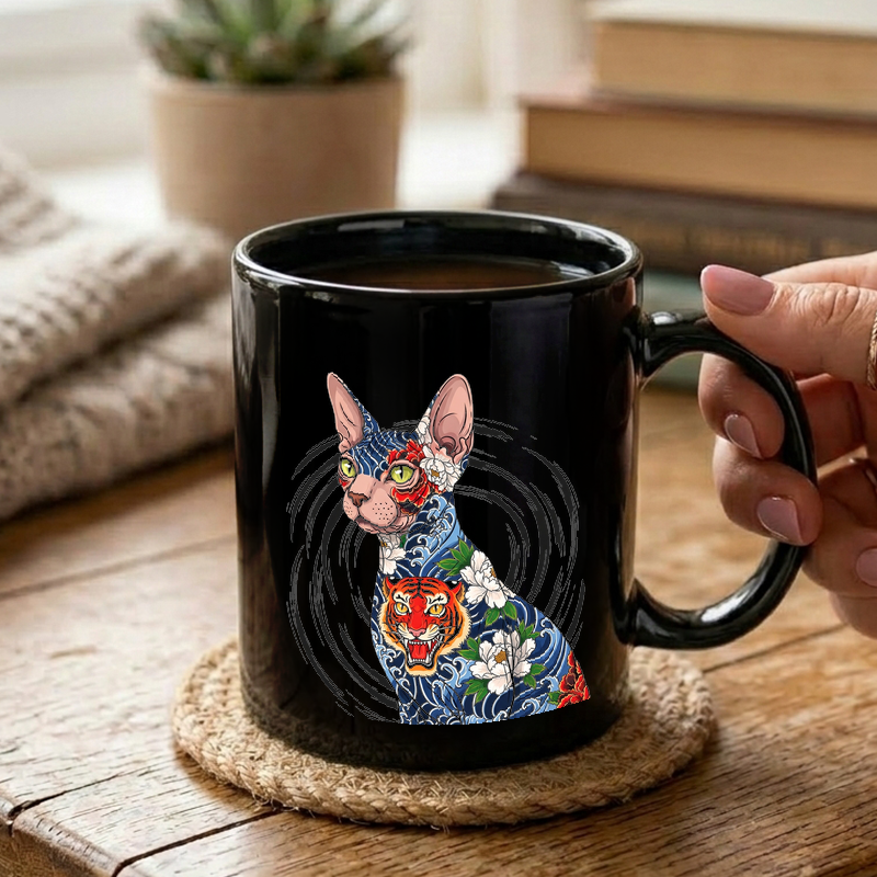 Japanese Tattooed Sphynx Cat Mug