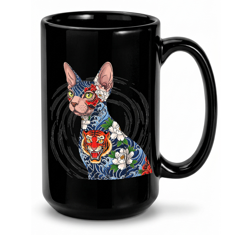 Japanese Tattooed Sphynx Cat Mug