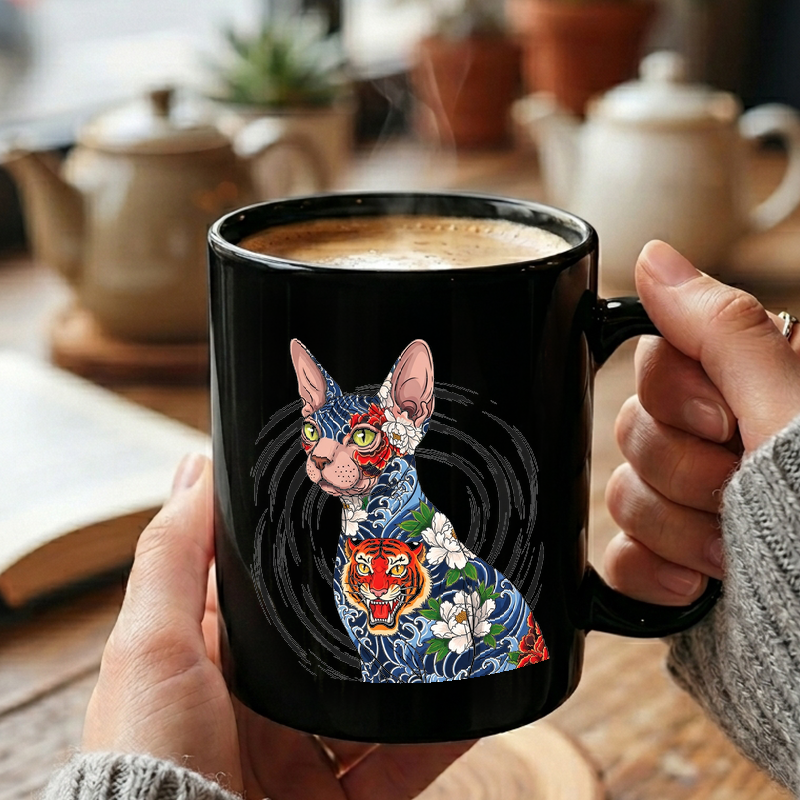 Japanese Tattooed Sphynx Cat Mug