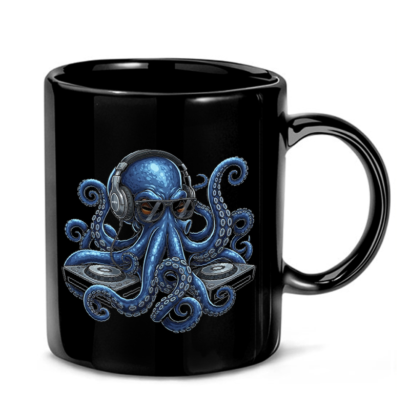 Octopus DJ Illustration Mug