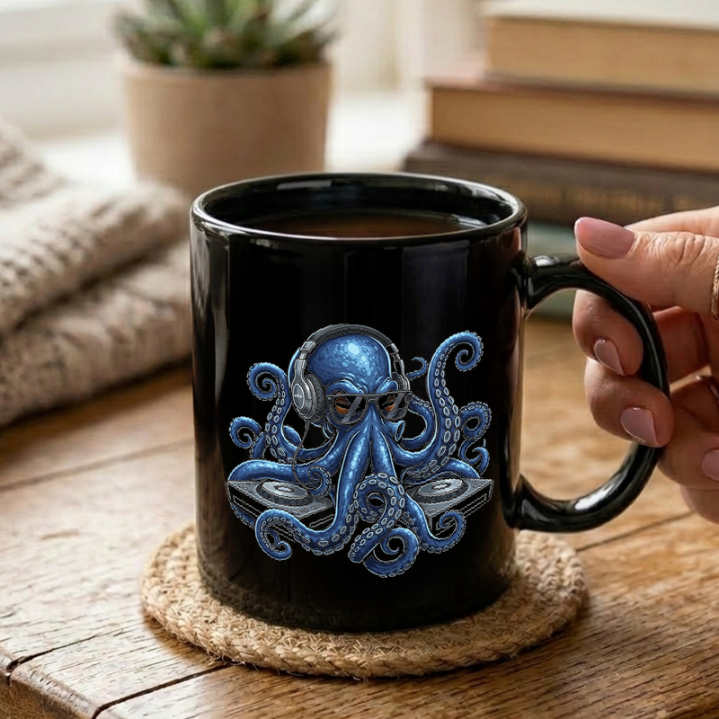 Octopus DJ Illustration Mug