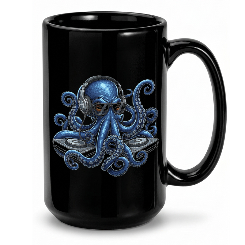 Octopus DJ Illustration Mug