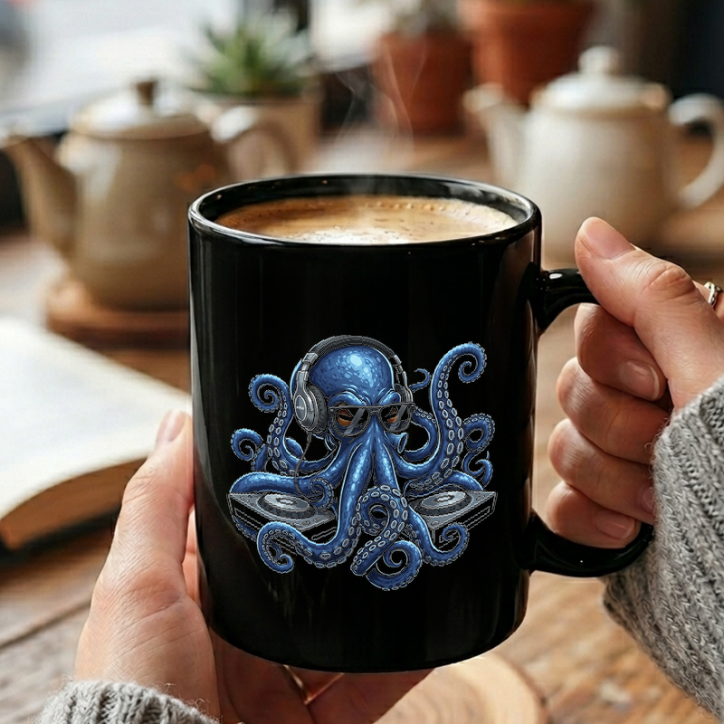 Octopus DJ Illustration Mug