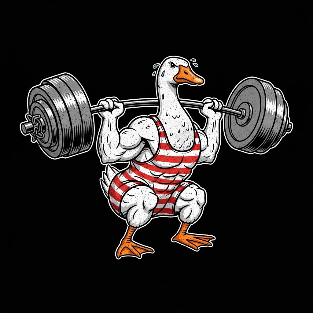 Weightlifting Goose Illustration Mug
