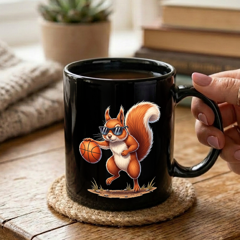 Basketball Squirrel Illustration Mug
