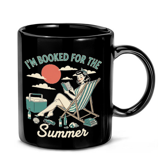 Retro Beach Reader Illustration Mug
