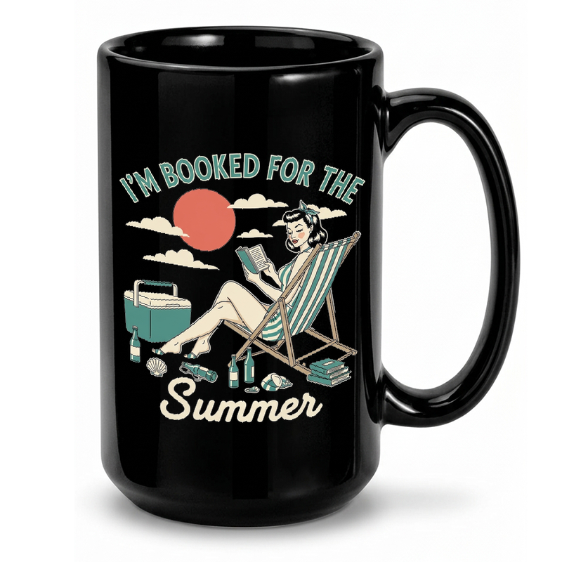 Retro Beach Reader Illustration Mug