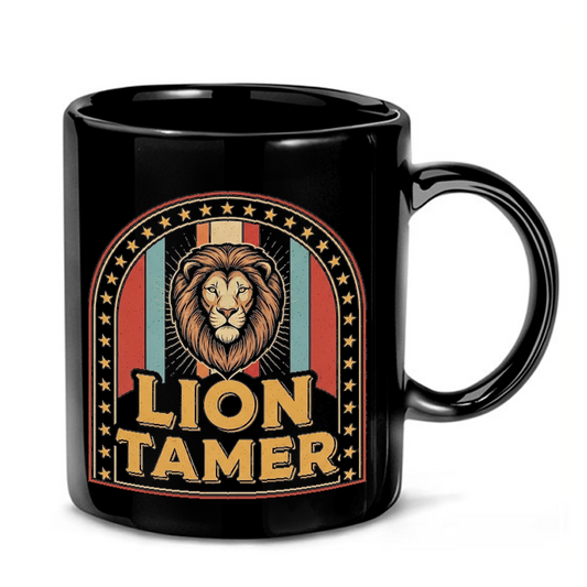 Vintage Lion Tamer Logo Mug