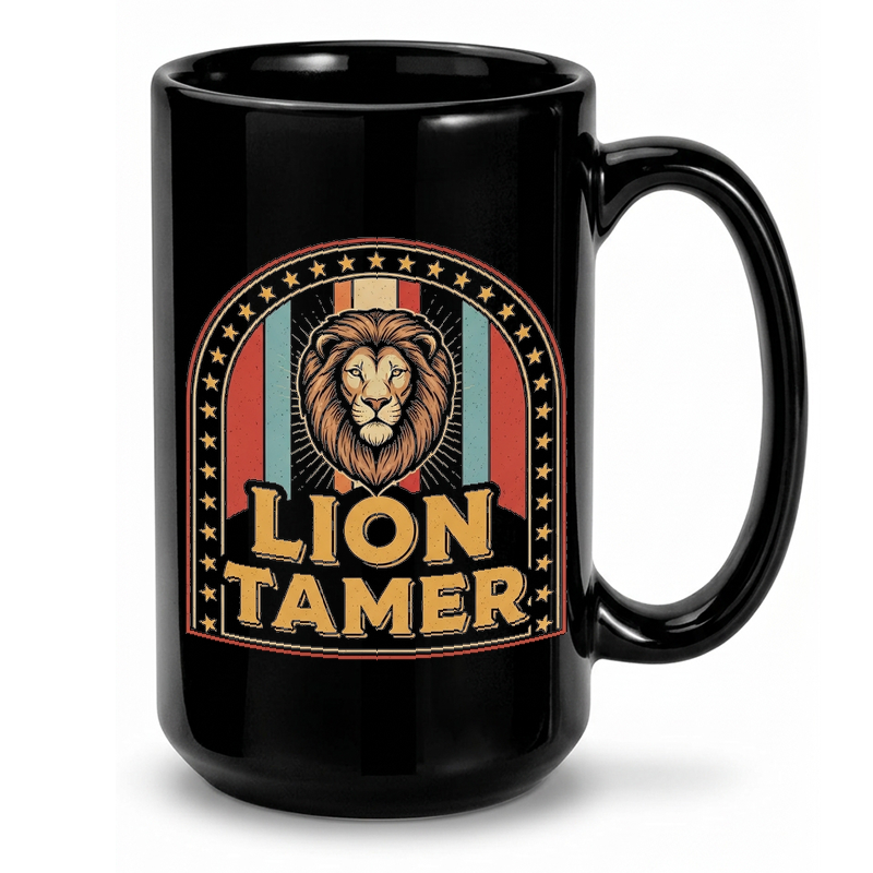 Vintage Lion Tamer Logo Mug