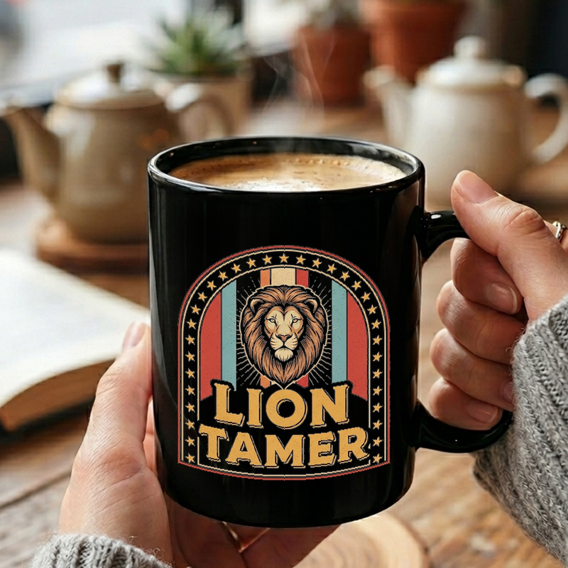 Vintage Lion Tamer Logo Mug