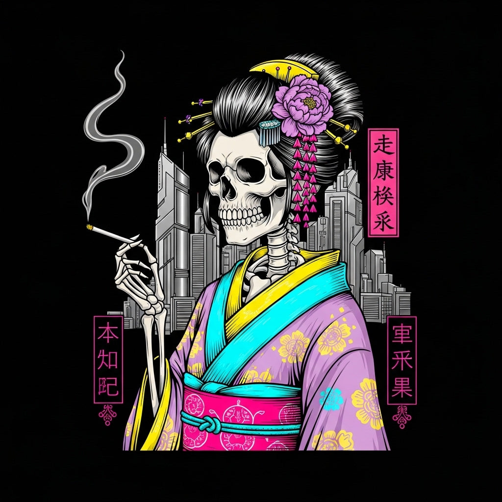 Cyberpunk Skull Kimono Art Mug
