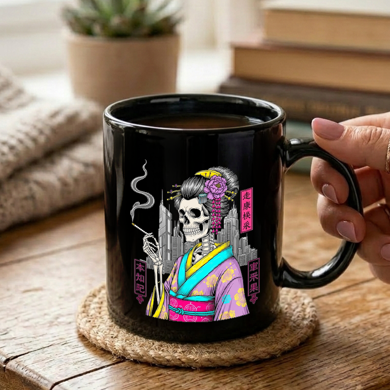 Cyberpunk Skull Kimono Art Mug